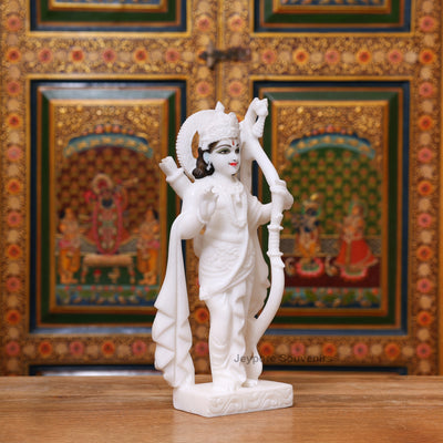 15" White Marble Ram Darbar Statue Set | Ram, Sita, Lakshman, Hanuman Idols
