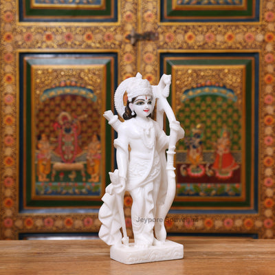 15" White Marble Ram Darbar Statue Set | Ram, Sita, Lakshman, Hanuman Idols