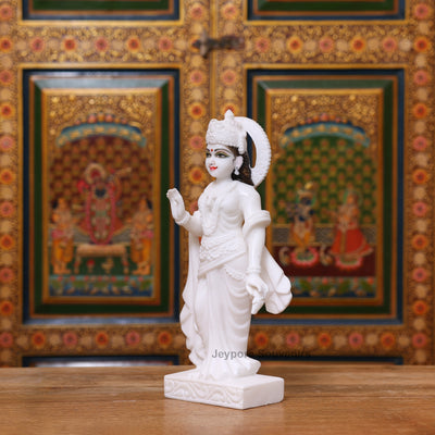 15" White Marble Ram Darbar Statue Set | Ram, Sita, Lakshman, Hanuman Idols