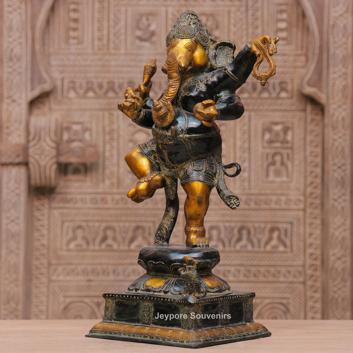 Handcrafted Dancing Brass Ganesha Statue for Spiritual Home Décor