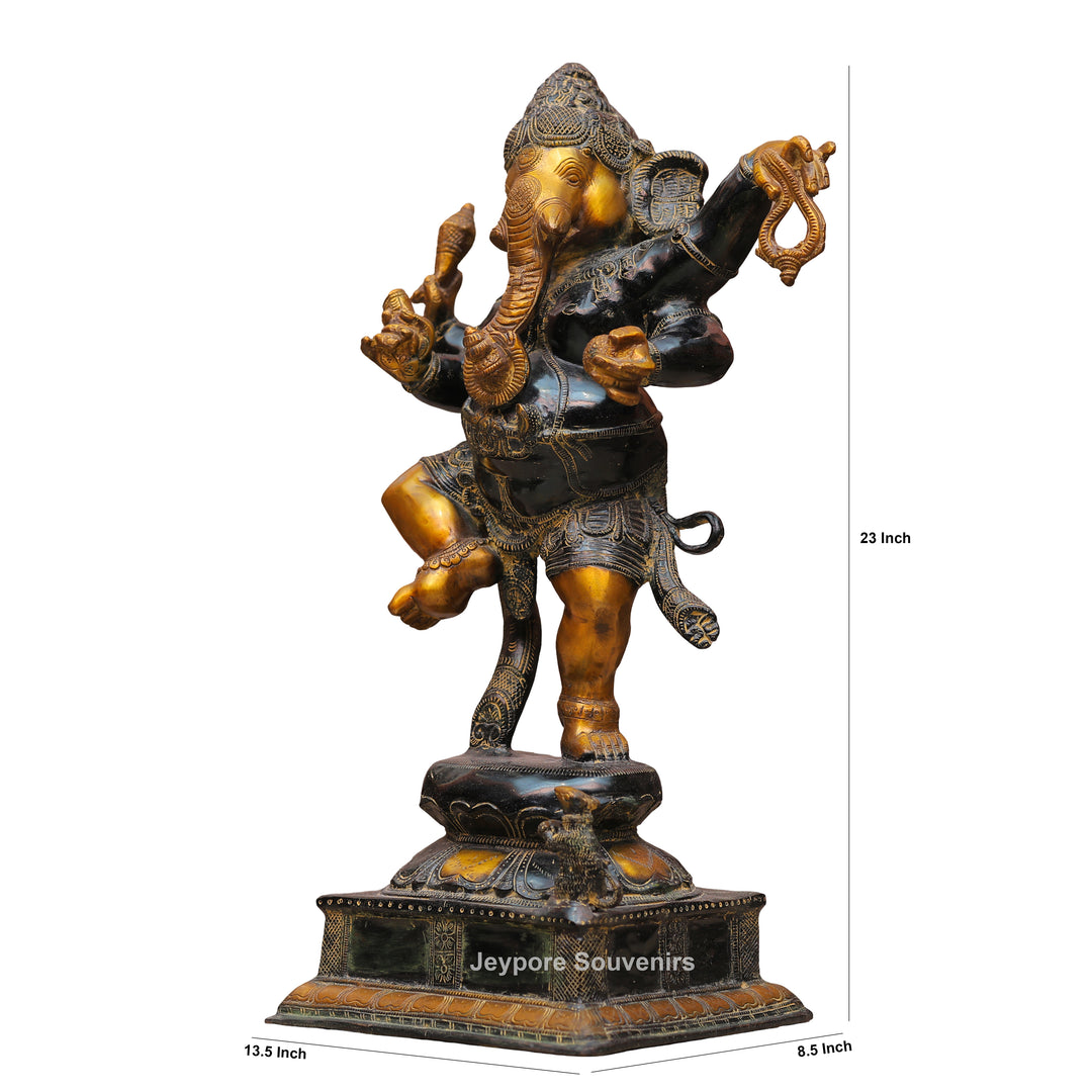Handcrafted Dancing Brass Ganesha Statue for Spiritual Home Décor