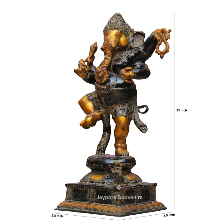 Handcrafted Dancing Brass Ganesha Statue for Spiritual Home Décor