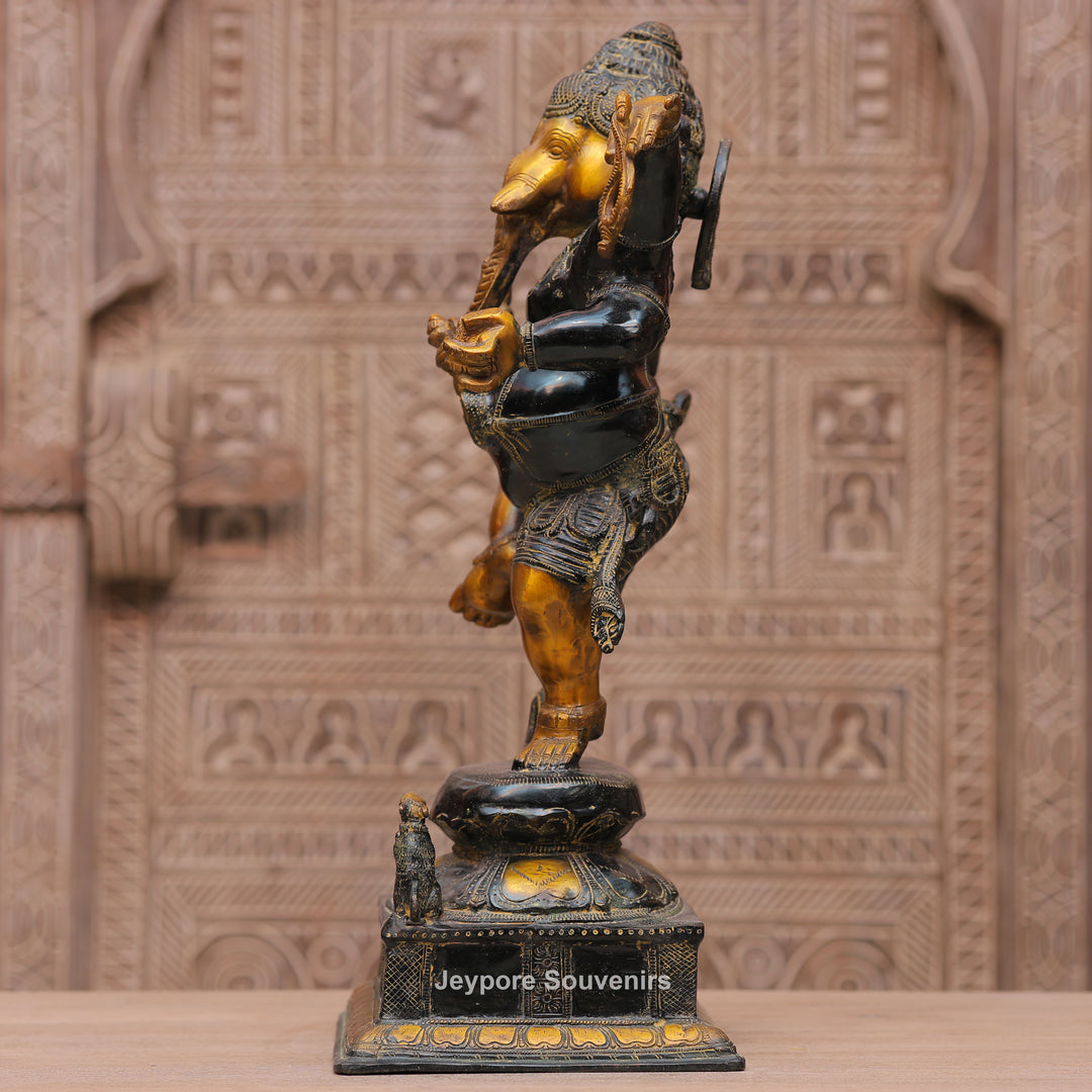 Handcrafted Dancing Brass Ganesha Statue for Spiritual Home Décor