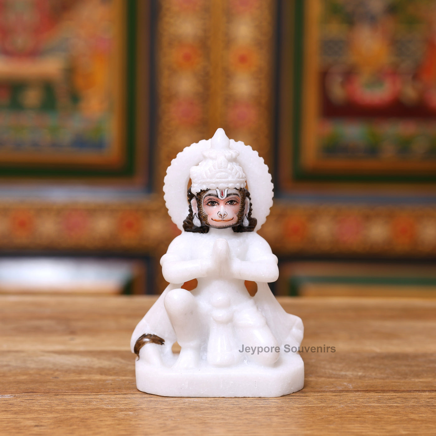 15" White Marble Ram Darbar Statue Set | Ram, Sita, Lakshman, Hanuman Idols