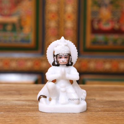 15" White Marble Ram Darbar Statue Set | Ram, Sita, Lakshman, Hanuman Idols