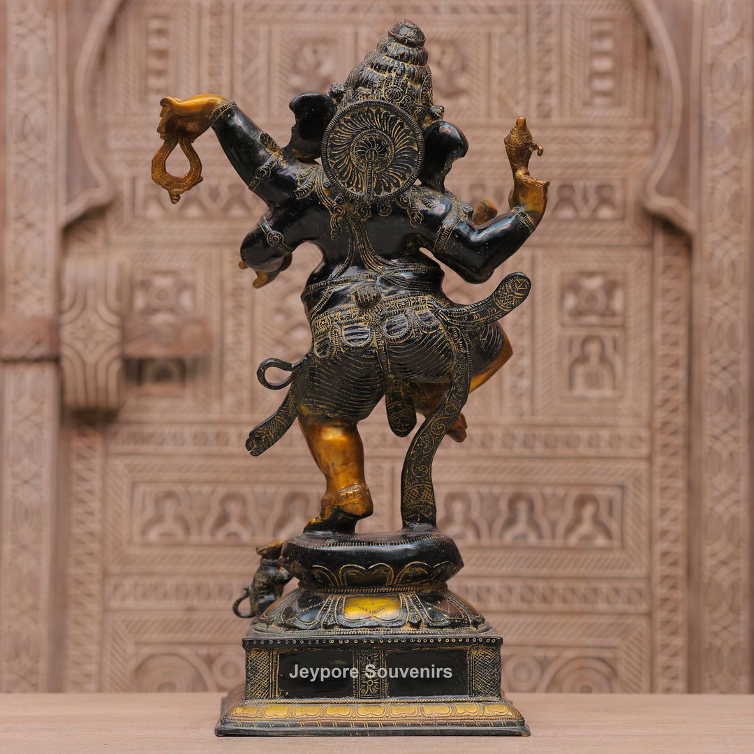 Handcrafted Dancing Brass Ganesha Statue for Spiritual Home Décor