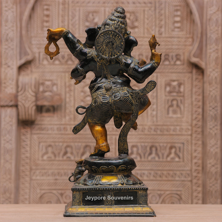 Handcrafted Dancing Brass Ganesha Statue for Spiritual Home Décor