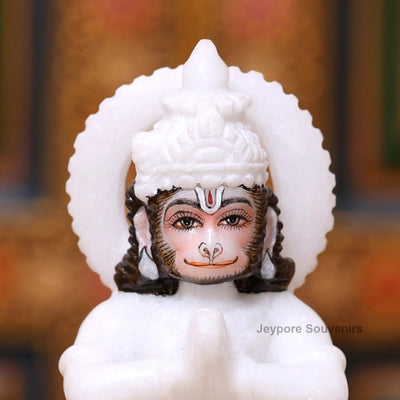15" White Marble Ram Darbar Statue Set | Ram, Sita, Lakshman, Hanuman Idols