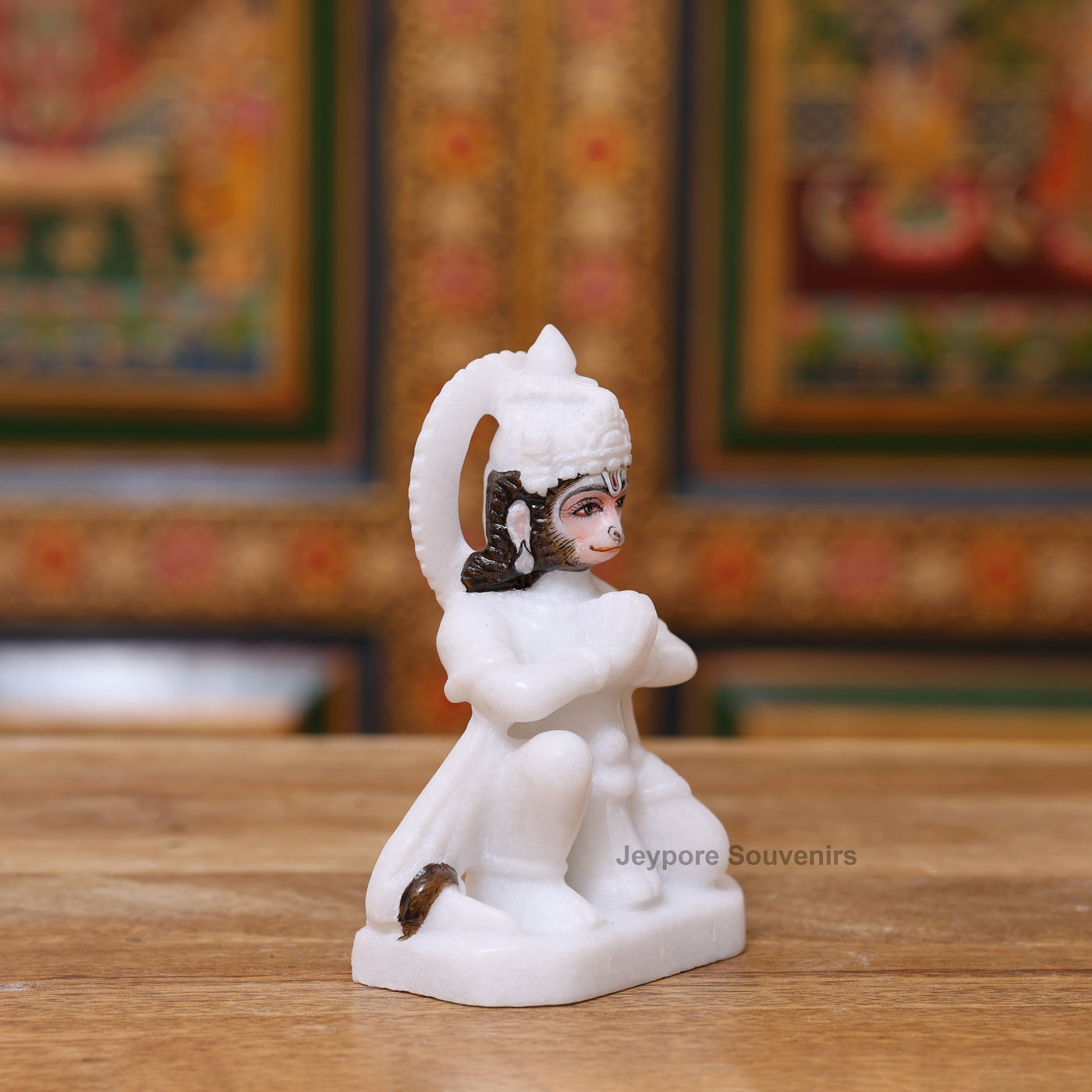 15" White Marble Ram Darbar Statue Set | Ram, Sita, Lakshman, Hanuman Idols