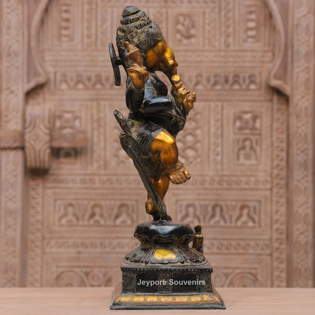 Handcrafted Dancing Brass Ganesha Statue for Spiritual Home Décor