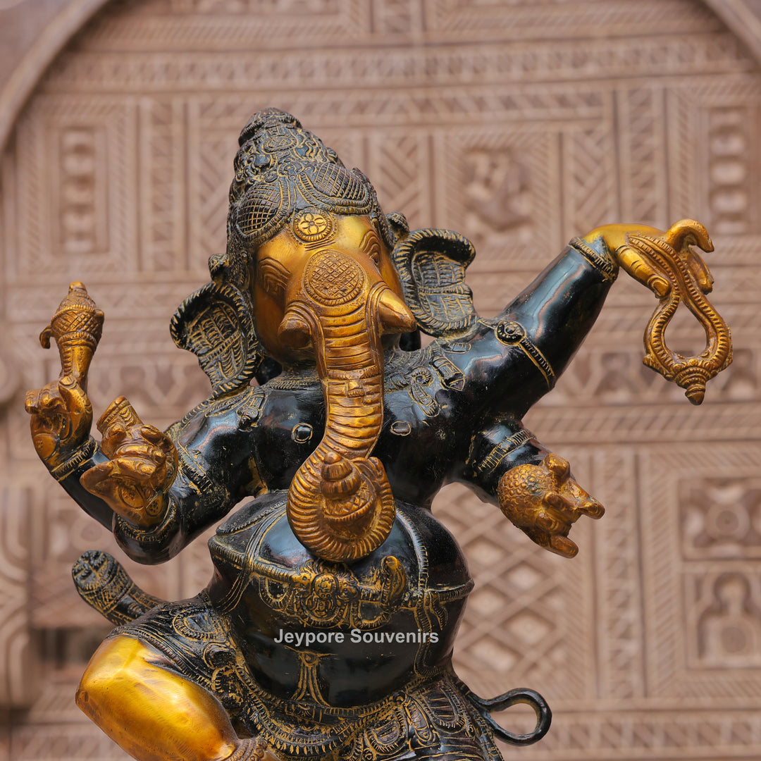 Handcrafted Dancing Brass Ganesha Statue for Spiritual Home Décor
