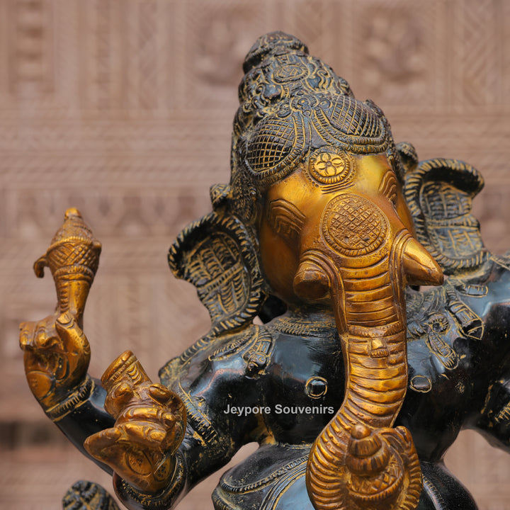 Handcrafted Dancing Brass Ganesha Statue for Spiritual Home Décor