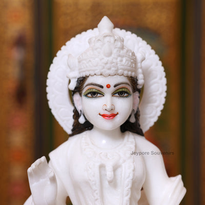 15" White Marble Ram Darbar Statue Set | Ram, Sita, Lakshman, Hanuman Idols