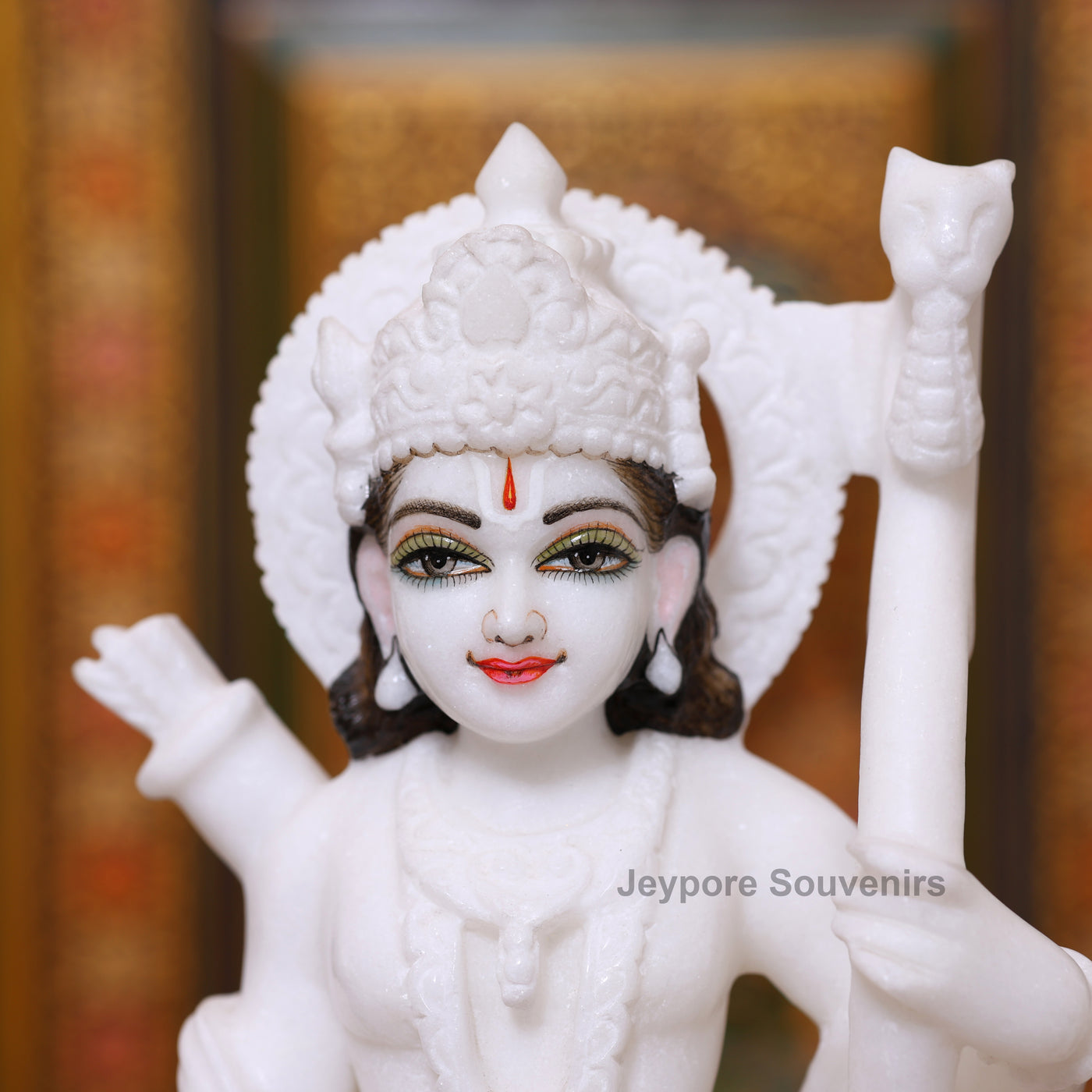 15" White Marble Ram Darbar Statue Set | Ram, Sita, Lakshman, Hanuman Idols