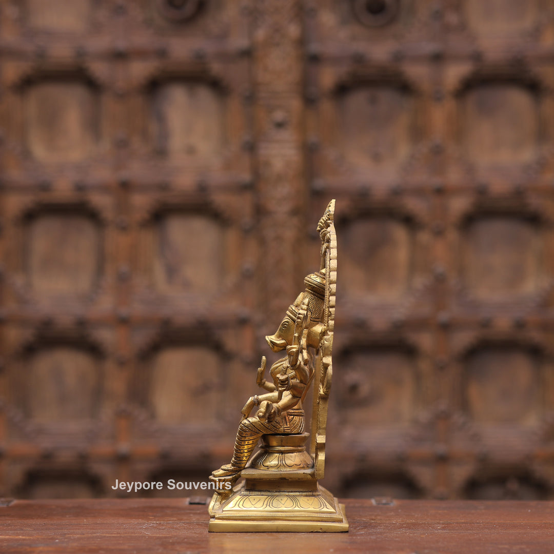 Handcrafted Brass Goddess Varahi Statue On Kirtimukha Prabhawali