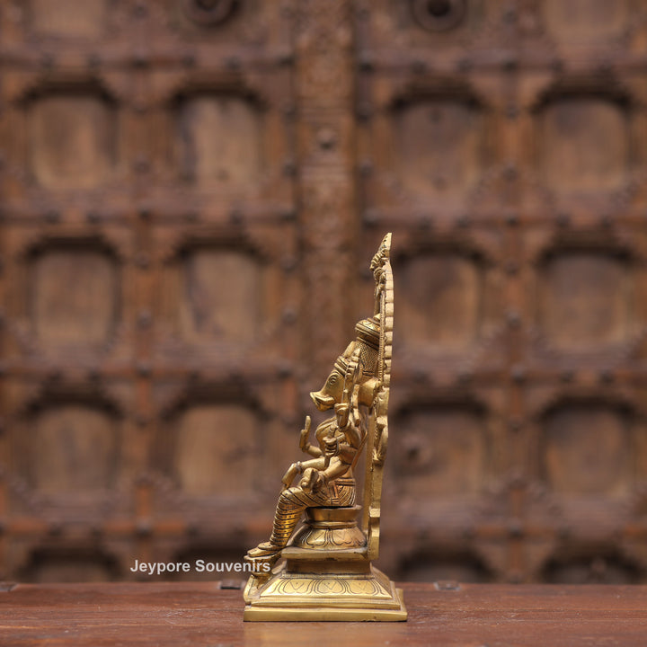 Handcrafted Brass Goddess Varahi Statue On Kirtimukha Prabhawali