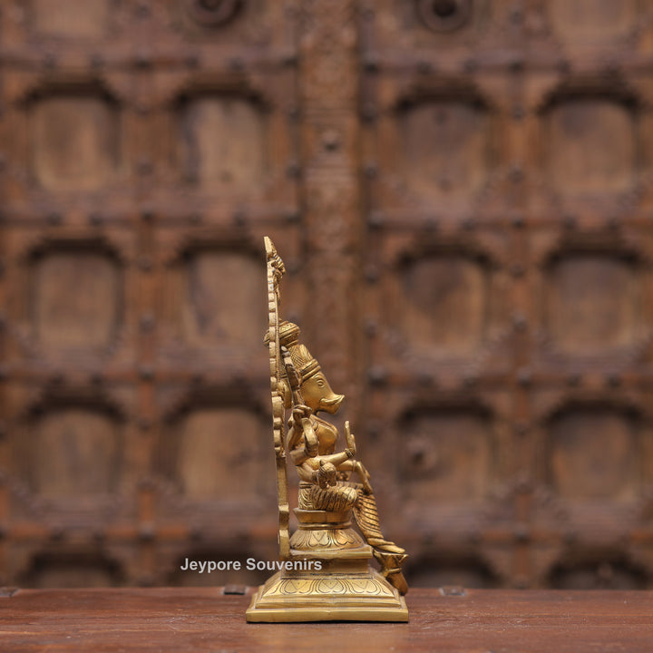Handcrafted Brass Goddess Varahi Statue On Kirtimukha Prabhawali