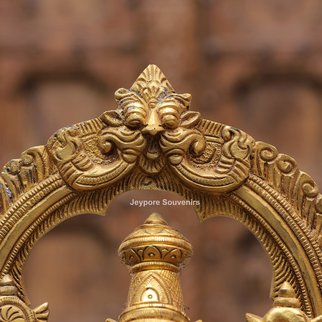 Handcrafted Brass Goddess Varahi Statue On Kirtimukha Prabhawali