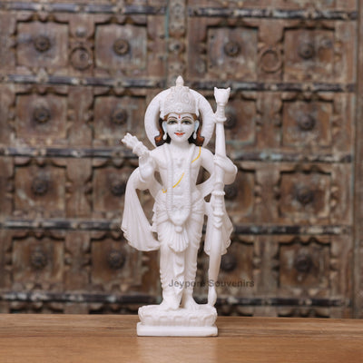 Grand 18" White Marble Ram Darbar Idol Set | Lord Rama Family