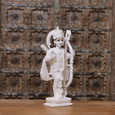 Grand 18" White Marble Ram Darbar Idol Set | Lord Rama Family
