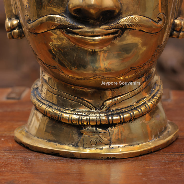 10" Handcrafted Brass Shiva Mukhlingam Face Idol