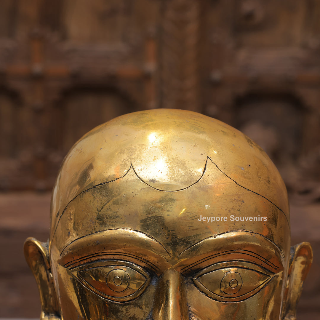 10" Handcrafted Brass Shiva Mukhlingam Face Idol
