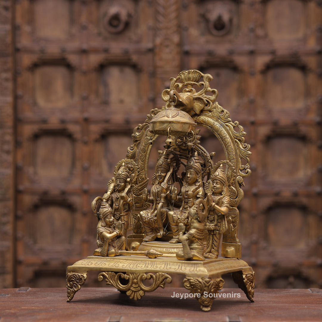 17" Handcrafted Ram Darbar Brass Idol Set with Hanuman