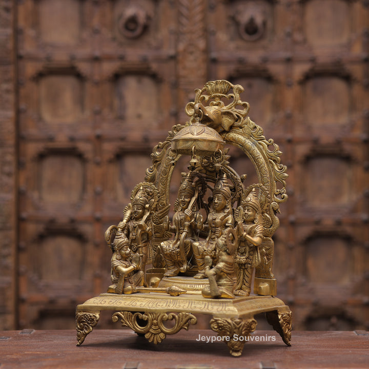 17" Handcrafted Ram Darbar Brass Idol Set with Hanuman