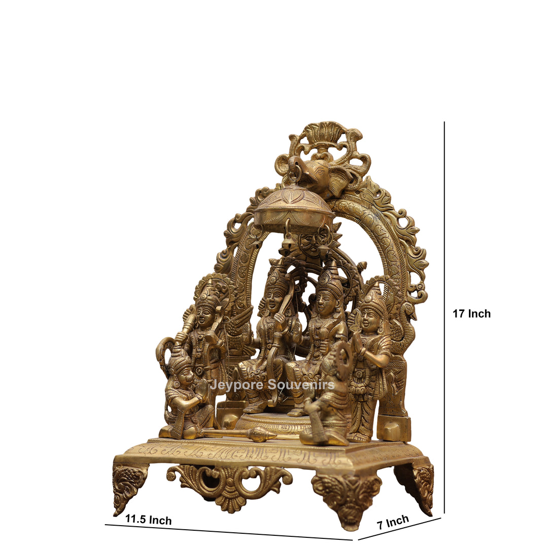 17" Handcrafted Ram Darbar Brass Idol Set with Hanuman