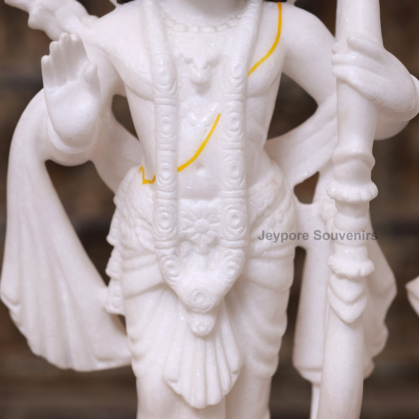 Grand 18" White Marble Ram Darbar Idol Set | Lord Rama Family