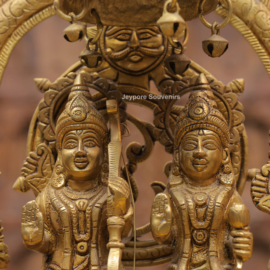 17" Handcrafted Ram Darbar Brass Idol Set with Hanuman