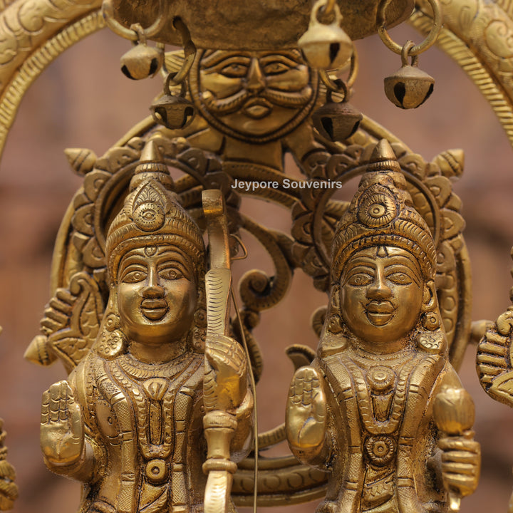 17" Handcrafted Ram Darbar Brass Idol Set with Hanuman