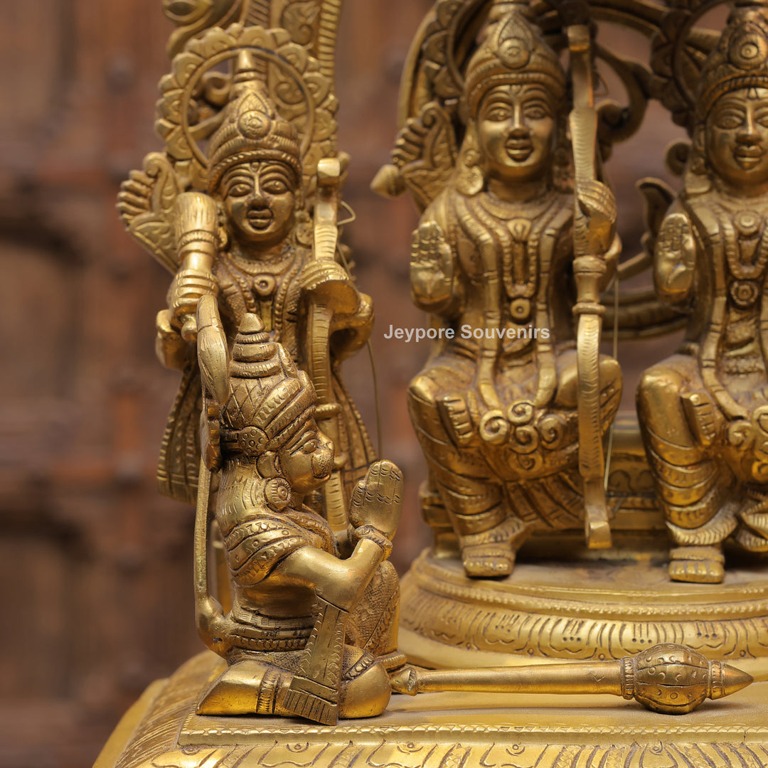17" Handcrafted Ram Darbar Brass Idol Set with Hanuman