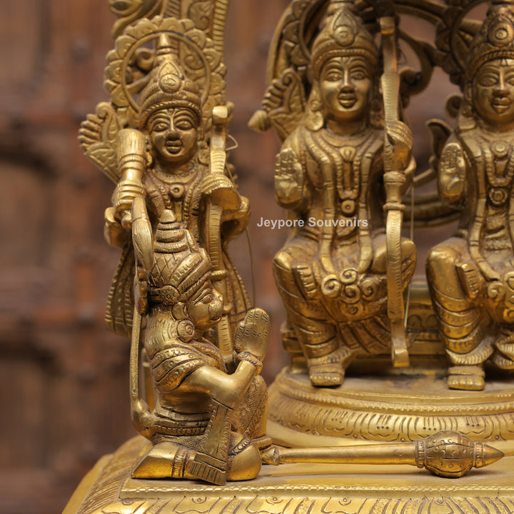 17" Handcrafted Ram Darbar Brass Idol Set with Hanuman