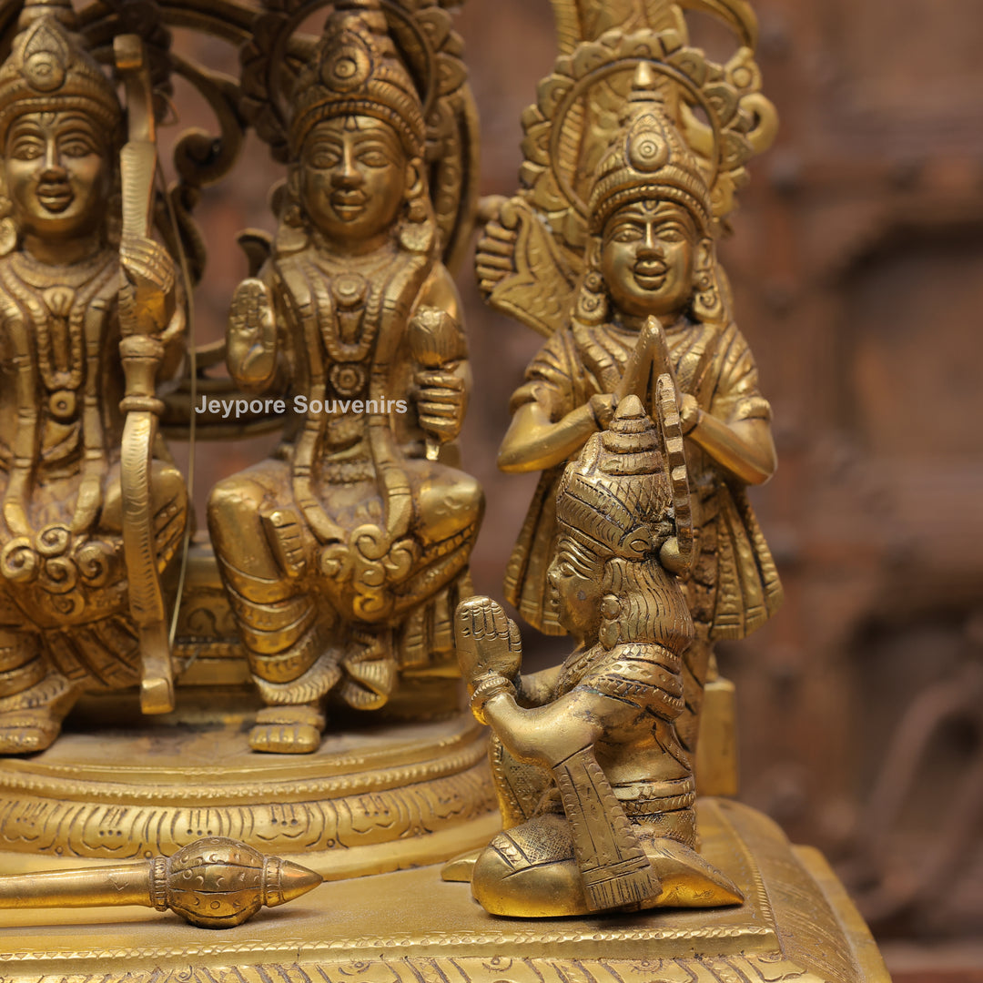 17" Handcrafted Ram Darbar Brass Idol Set with Hanuman