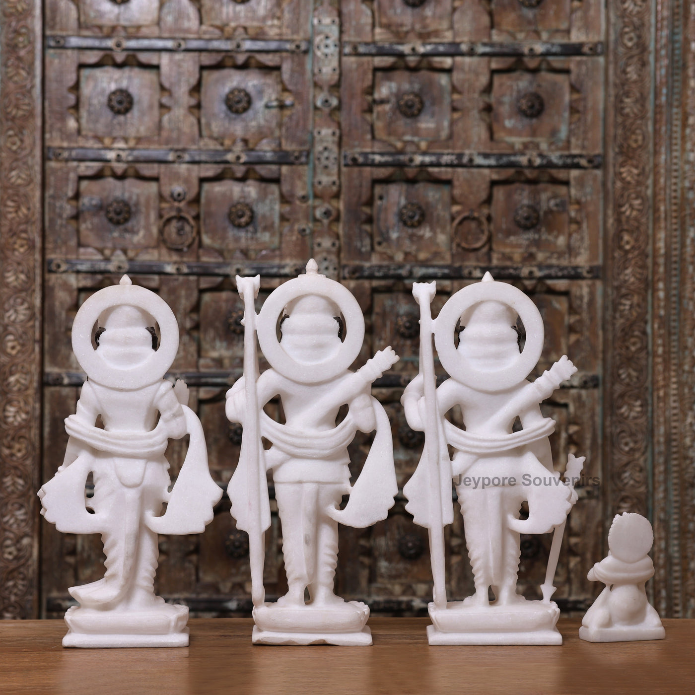 Grand 18" White Marble Ram Darbar Idol Set | Lord Rama Family