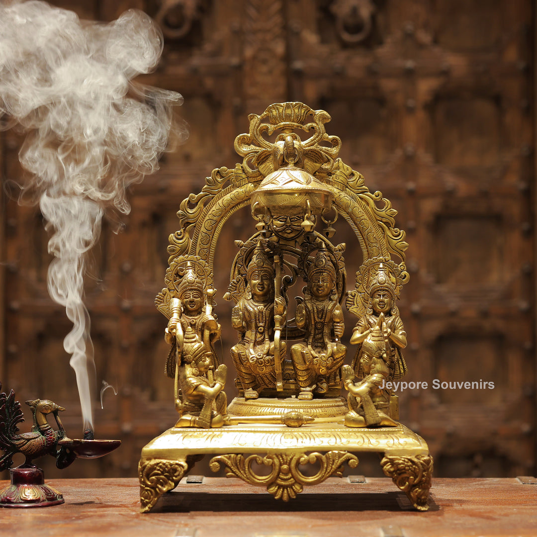 17" Handcrafted Ram Darbar Brass Idol Set with Hanuman