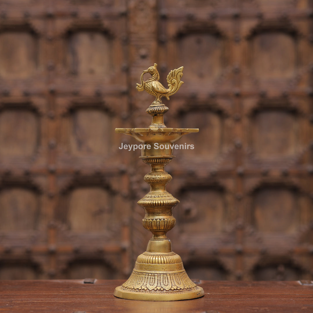 15" Handcrafted Brass Annapakshi Deepam Lamp