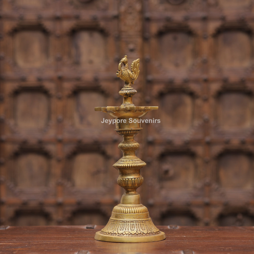 15" Handcrafted Brass Annapakshi Deepam Lamp
