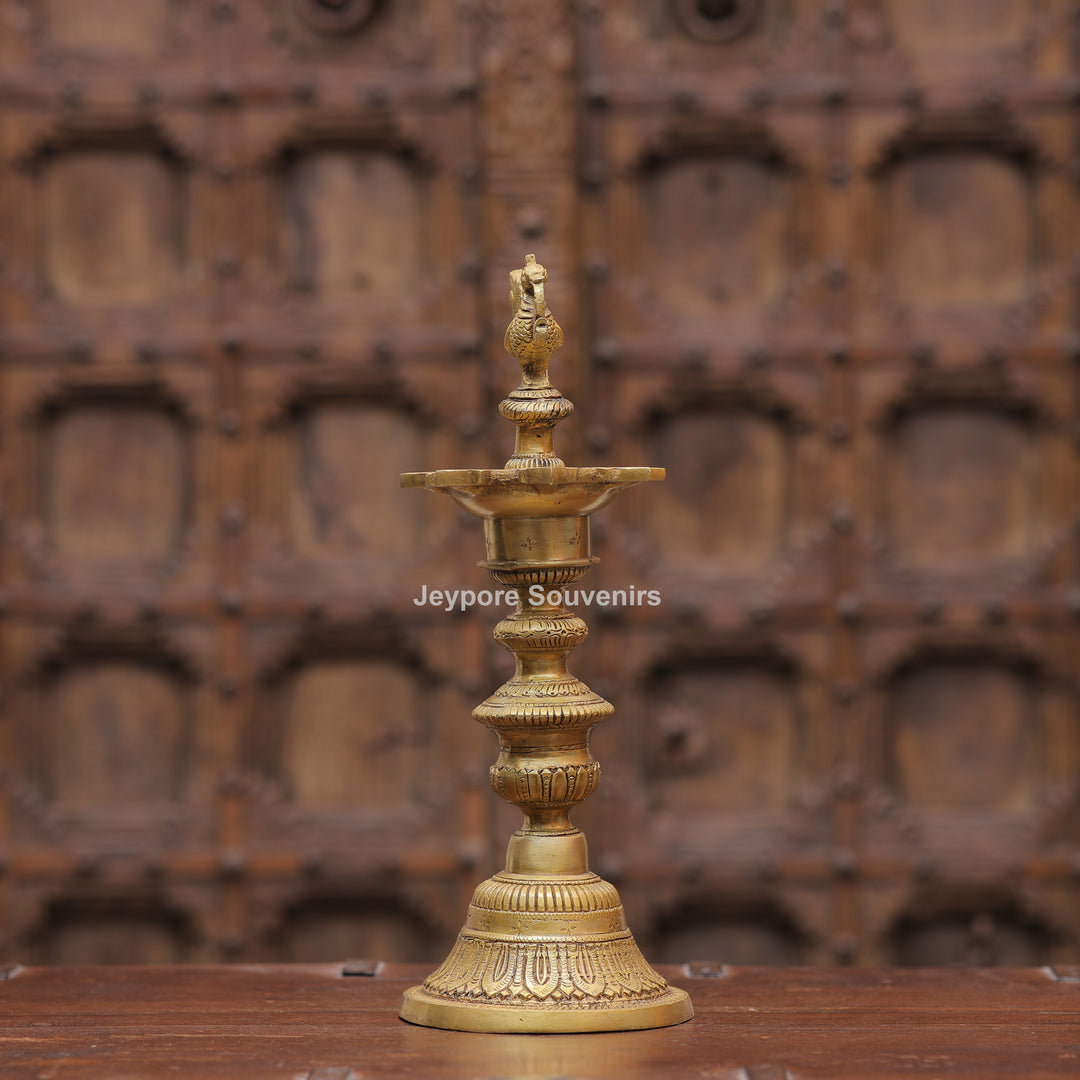 15" Handcrafted Brass Annapakshi Deepam Lamp