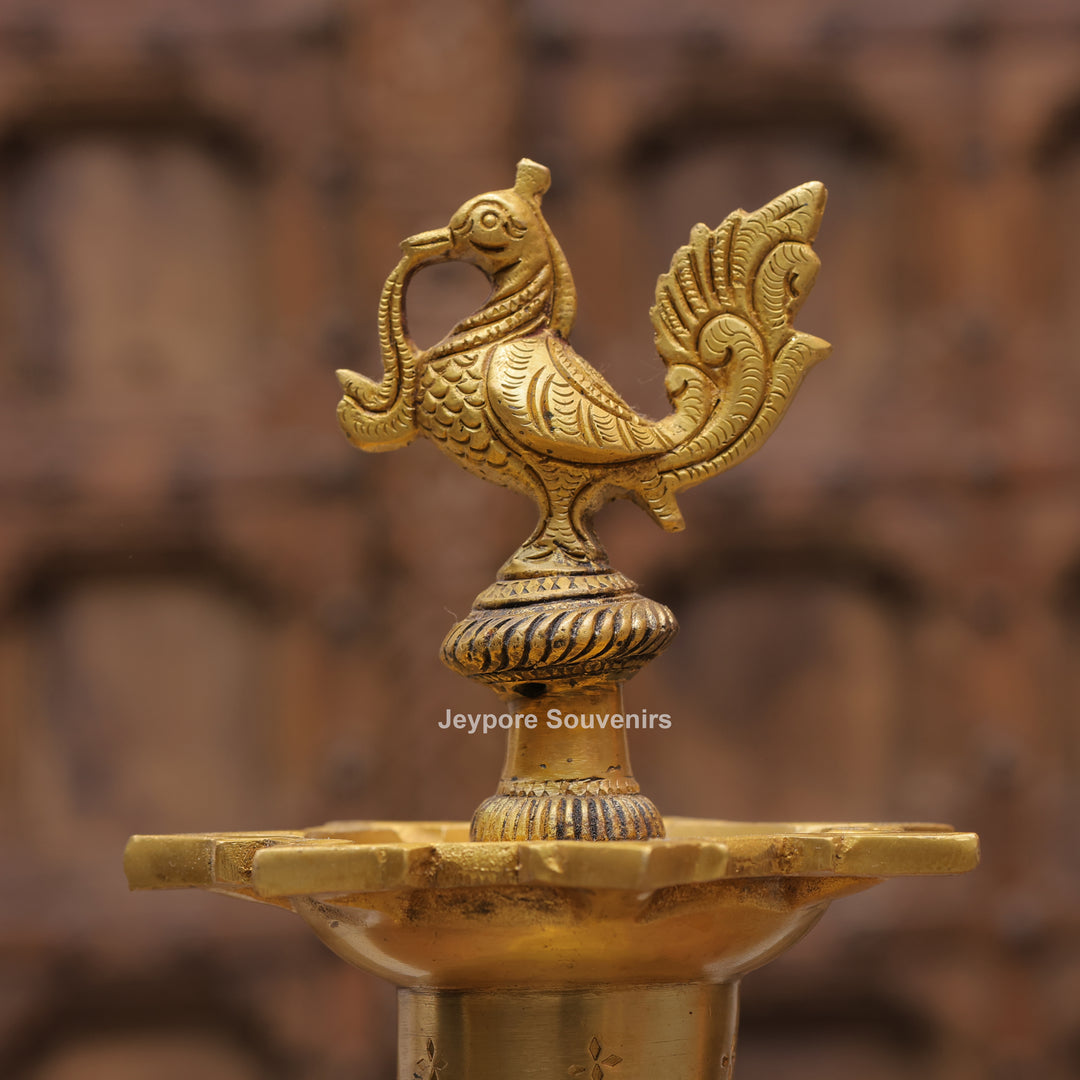 15" Handcrafted Brass Annapakshi Deepam Lamp