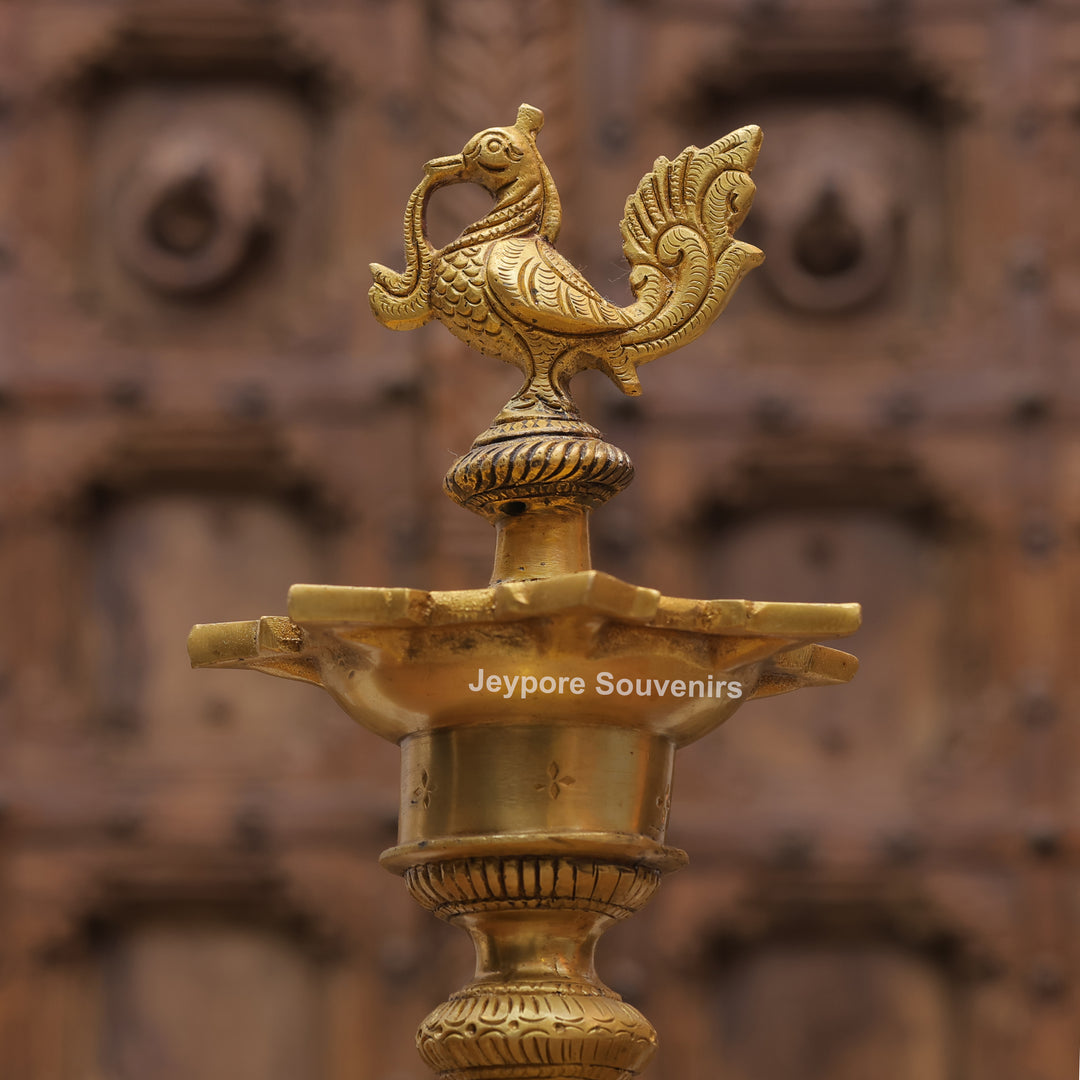 15" Handcrafted Brass Annapakshi Deepam Lamp