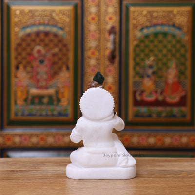 8" Pure White Marble Bal Gopal (Baby Krishna) Statue