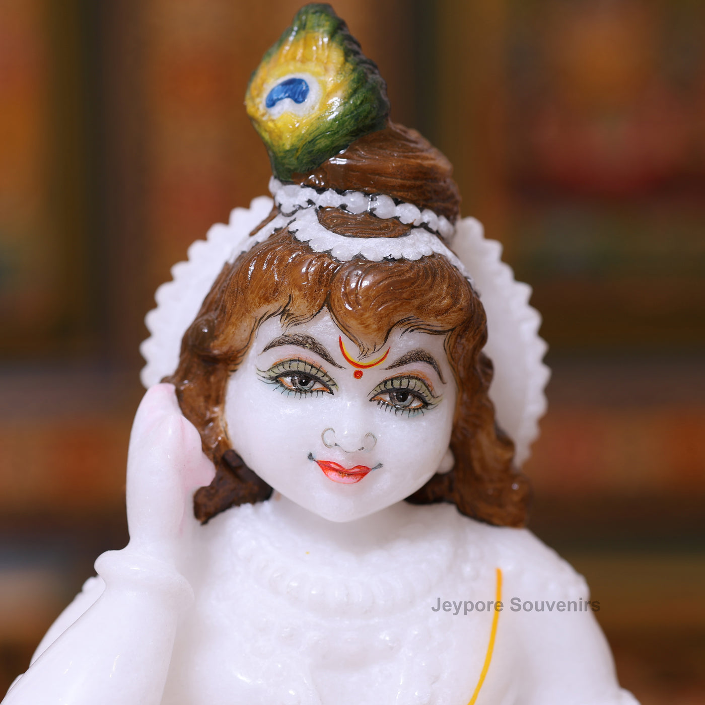 8" Pure White Marble Bal Gopal (Baby Krishna) Statue