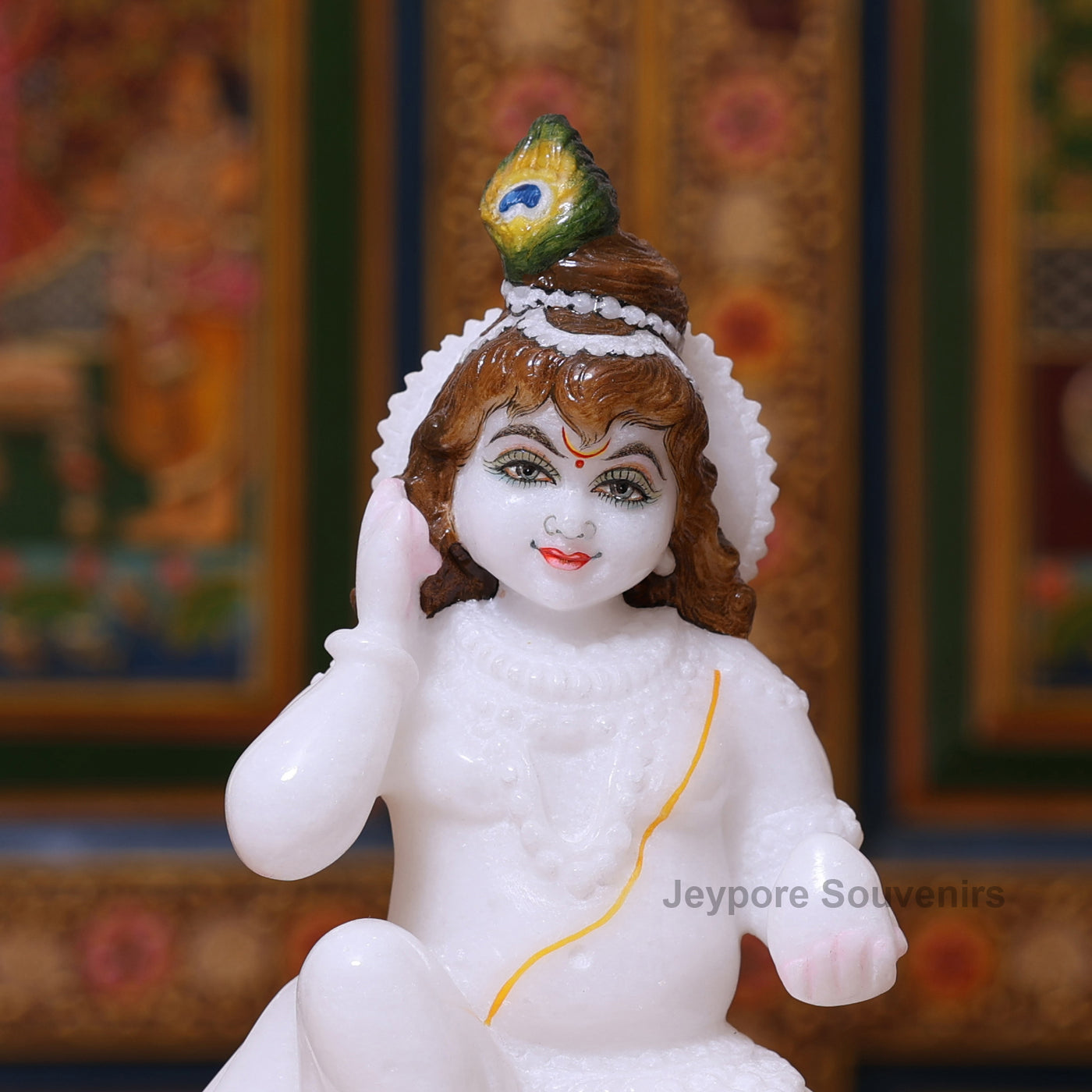8" Pure White Marble Bal Gopal (Baby Krishna) Statue