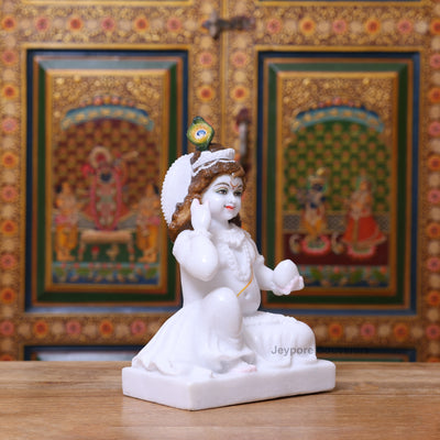 15" Exquisite Pure White Marble Laddu Gopal Murti