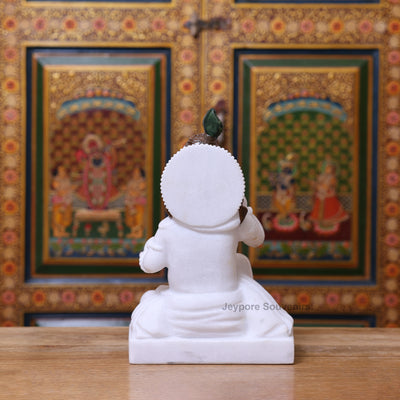 15" Exquisite Pure White Marble Laddu Gopal Murti