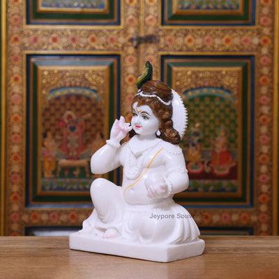 15" Pure White Marble Bal Gopal Krishna Statue