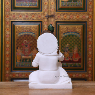 15" Pure White Marble Bal Gopal Krishna Statue