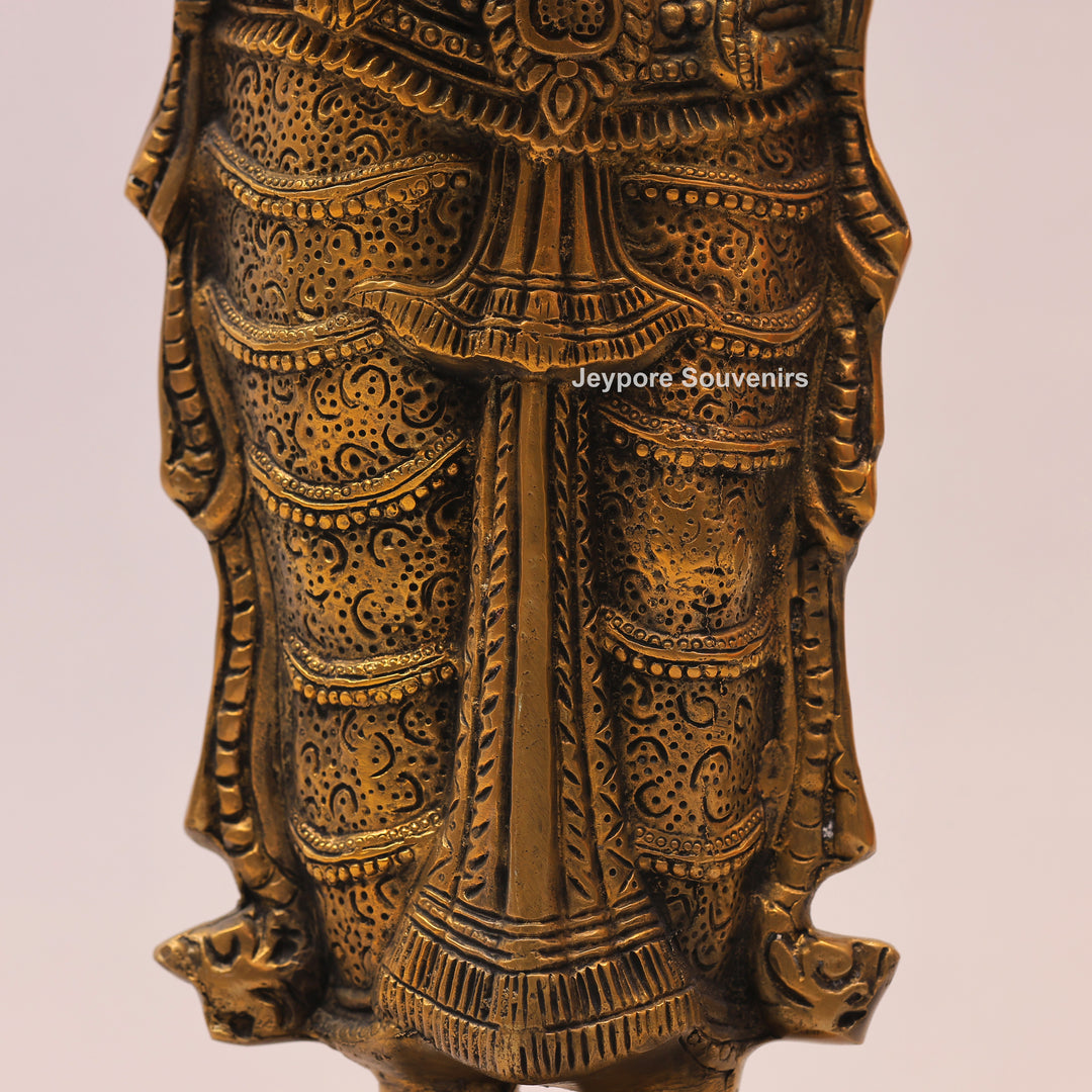 31" Handcrafted Brass Standing Deeplakshmi Oil Lamp Statue